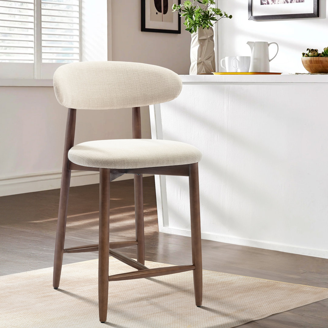 Upholstered 25'' Counter Stool with Solid Wood Frame